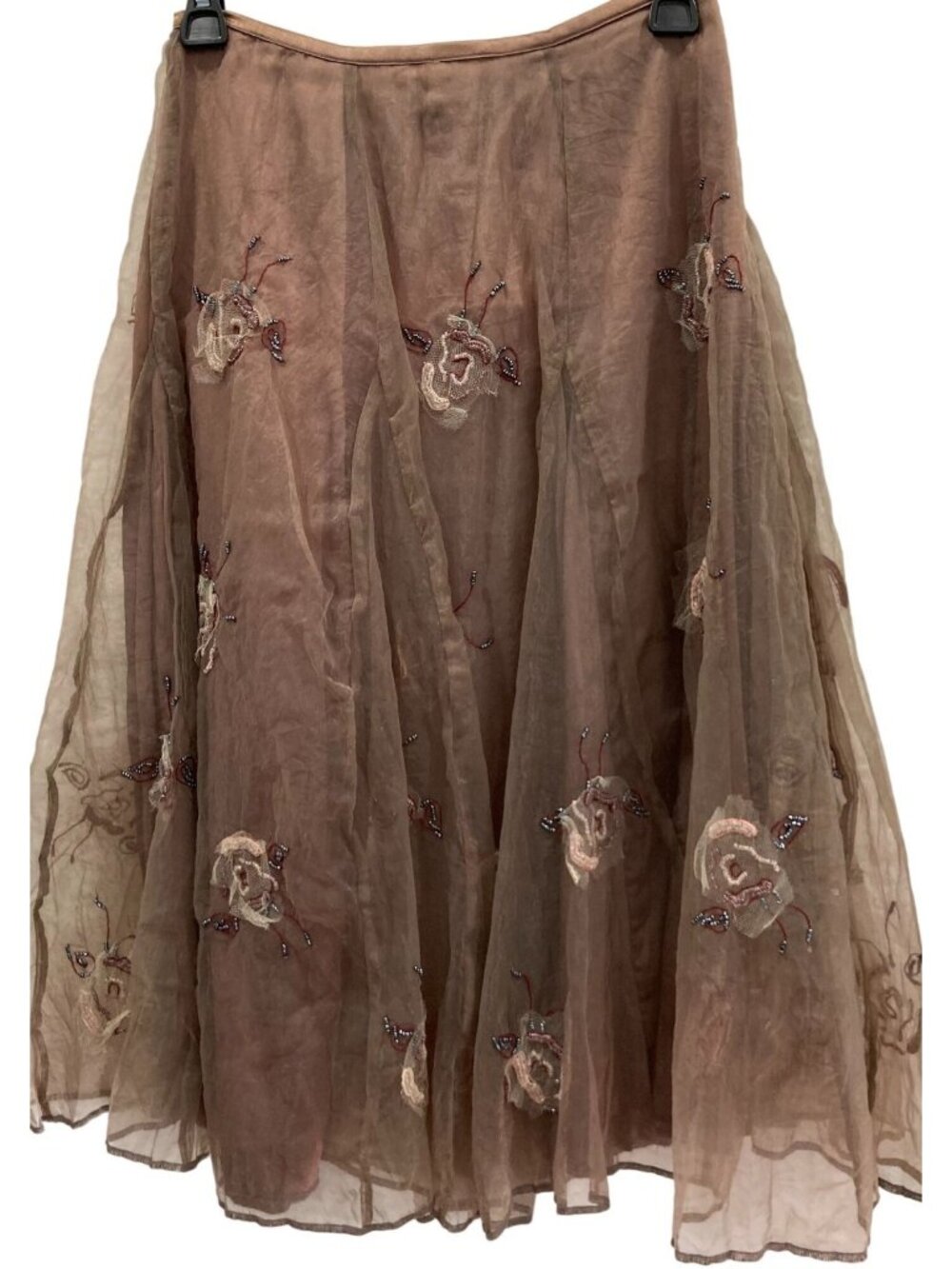 Chaudry KC Floral Embellished Midi Skirt S Champagne Formal Festive Romantic